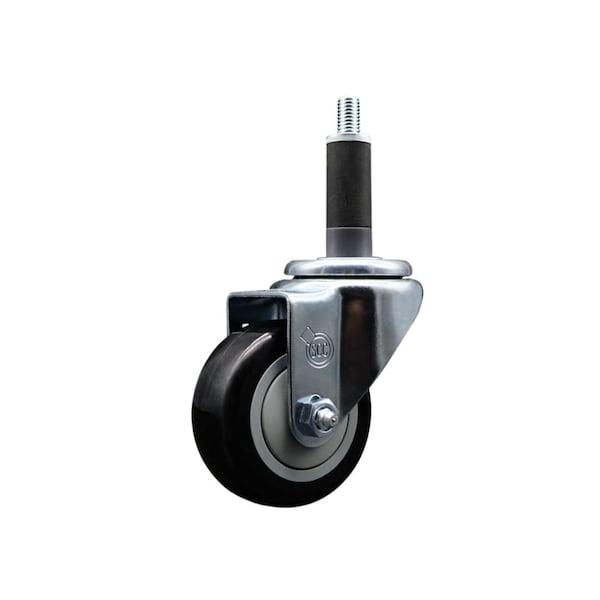 3'' Black Poly Wheel Swivel 1'' Expanding Stem Caster